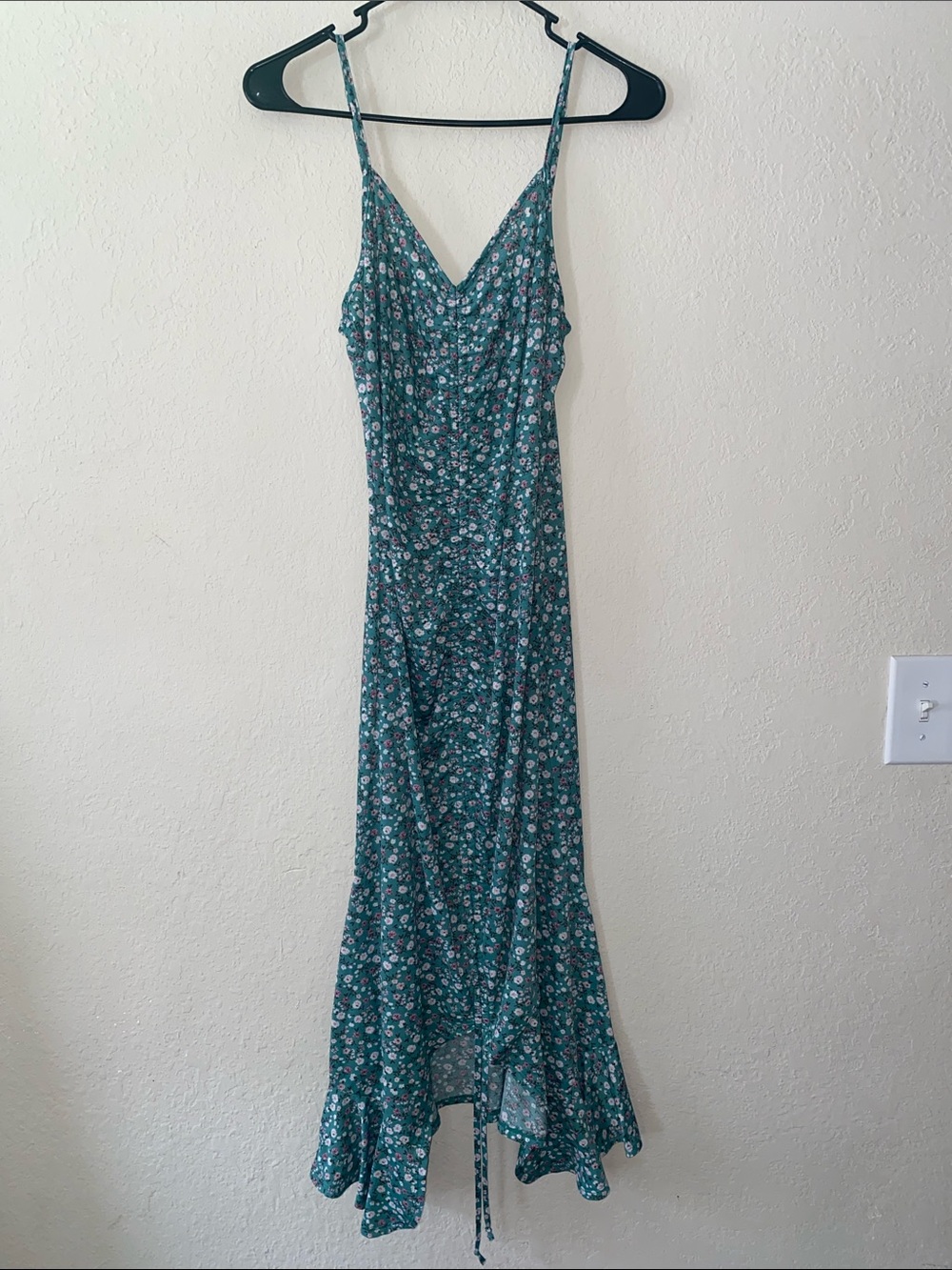 Liberty Love Teal Ruched Floral Maxi Dress - Picture 2 of 12